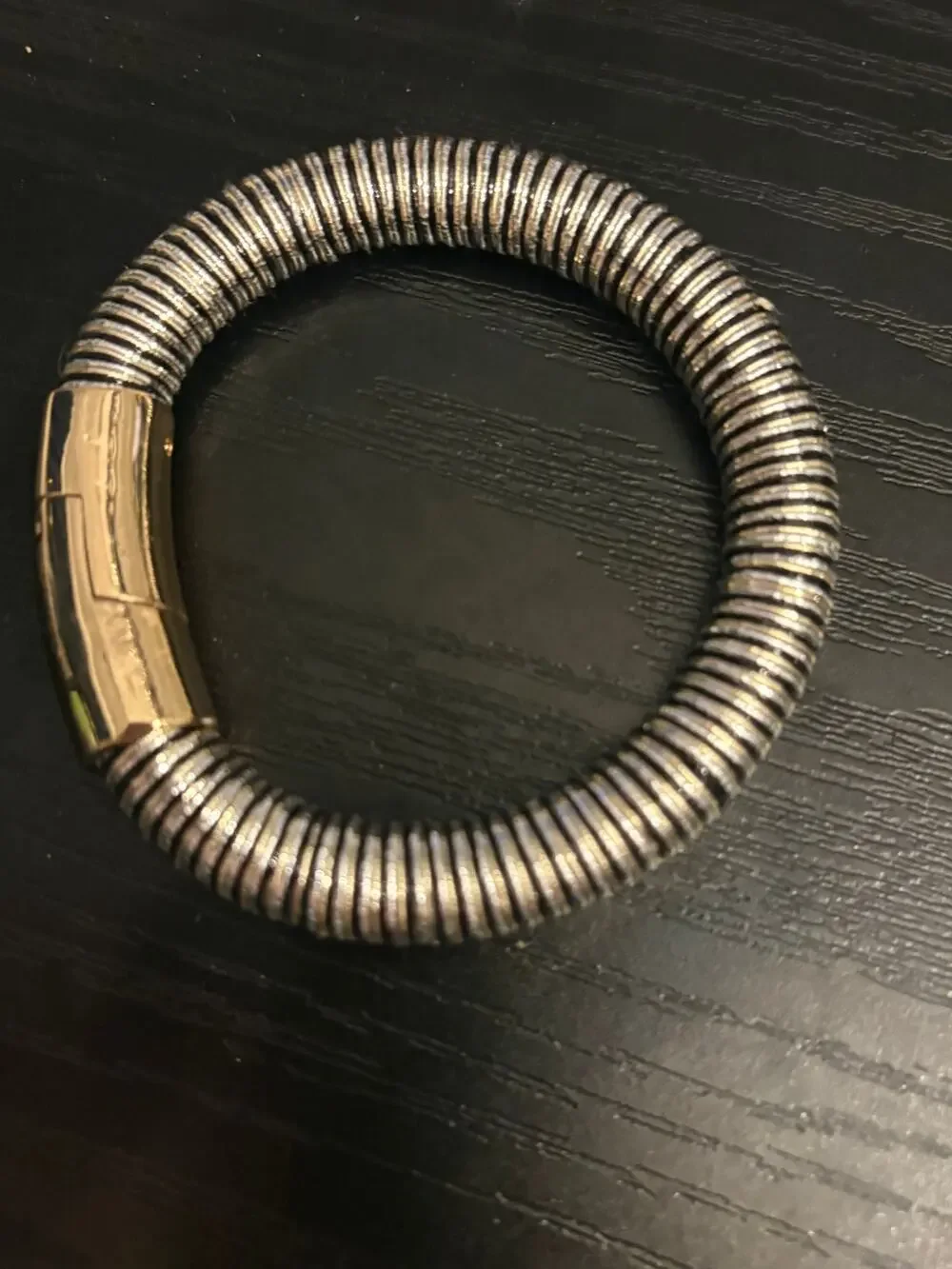 Gold & Silver Tone Coil Wrap Bracelet Magnetic Clasp 7.75”
